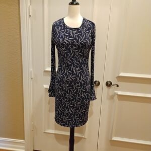 Michael Kors Navy and White Long Sleeve Dress
